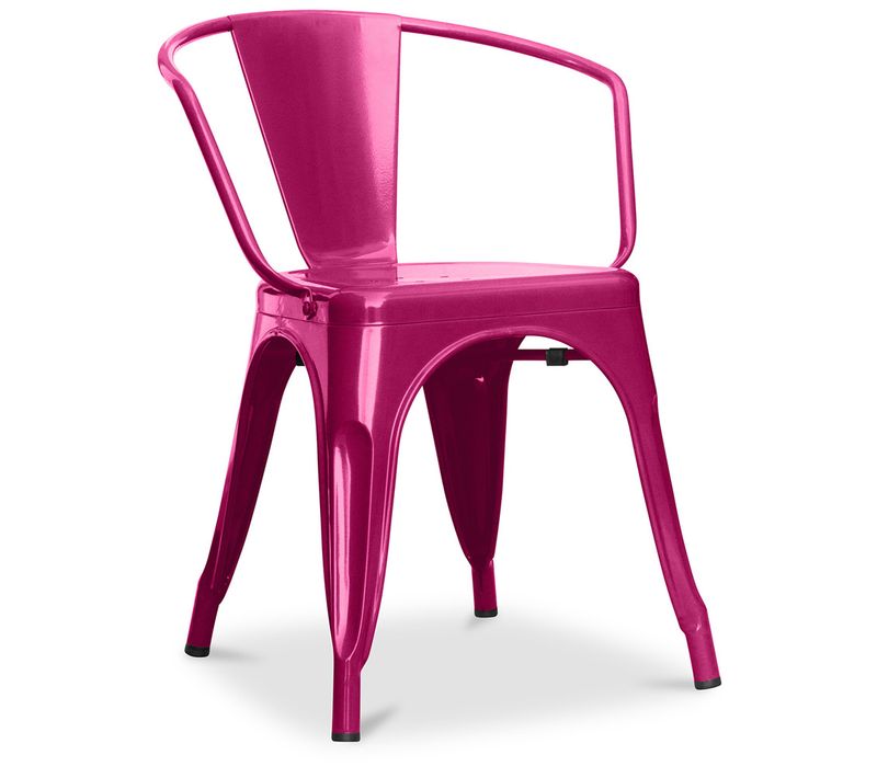 Chaise De Salle à Manger Avec Accoudoir Bistrot Metalix Design En Métal - Fuchsia