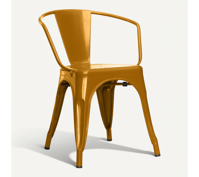 Chaise De Salle à Manger Avec Accoudoir Bistrot Metalix Design En Métal - Doré