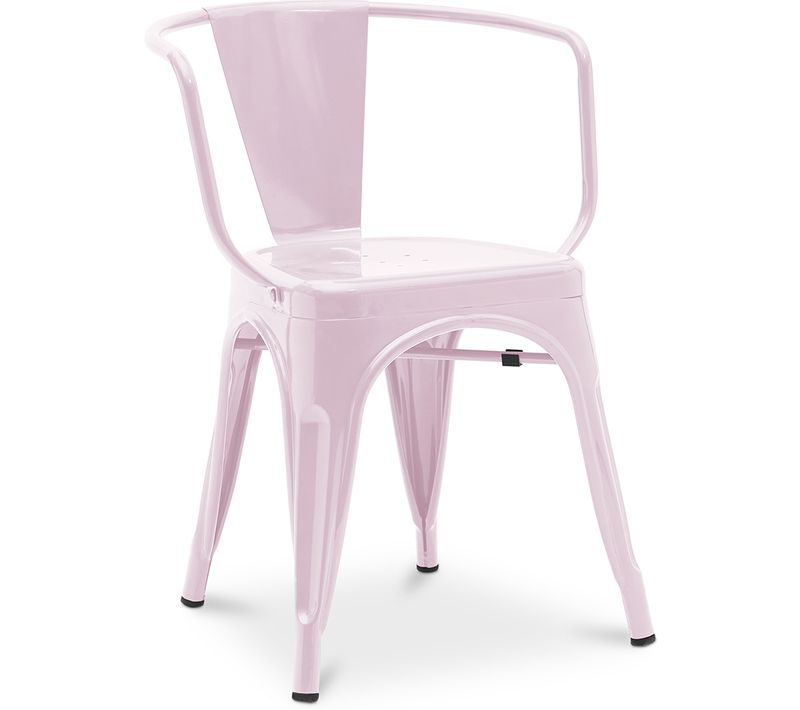 Chaise De Salle à Manger Avec Accoudoir Bistrot Metalix Design En Métal - Rose Pâle