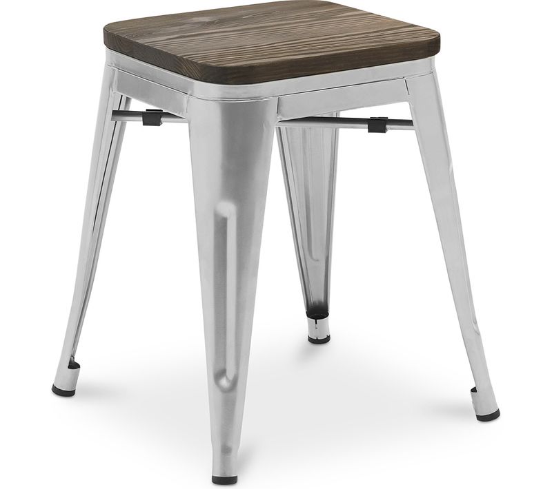 Tabouret De Bar Design Industriel - Bois et Métal - 45 Cm - - Metalix Acier
