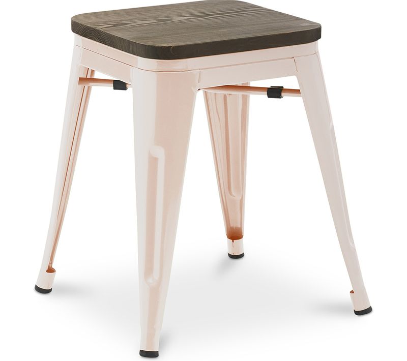 Tabouret De Bar Design Industriel - Bois et Métal - 45 Cm - - Metalix Orange Pâle