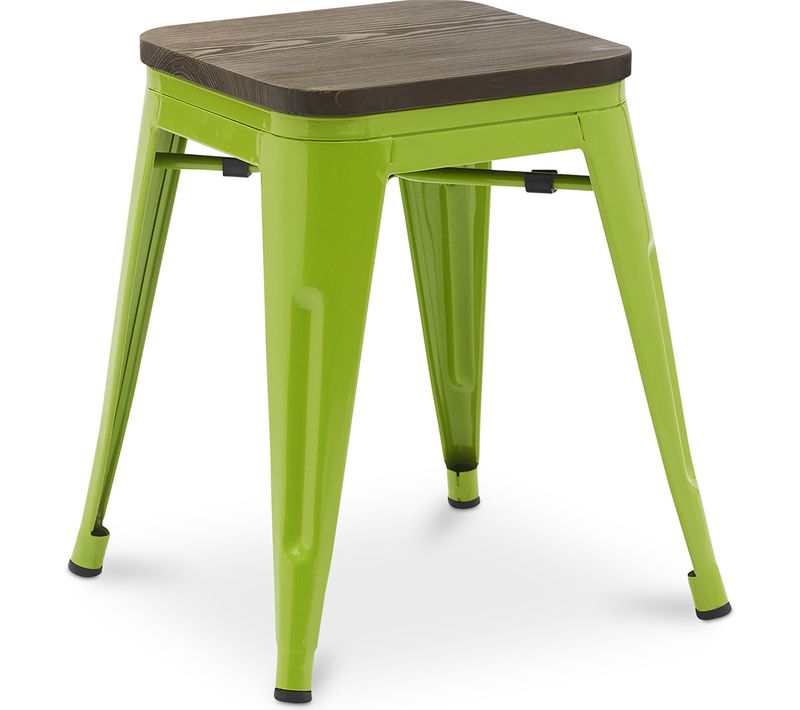 Tabouret De Bar Design Industriel - Bois et Métal - 45 Cm - - Metalix Vert Clair