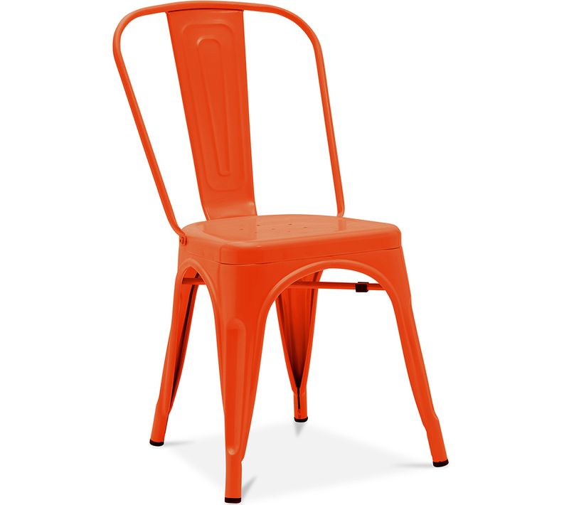 Chaise De Salle à Manger Bistrot Metalix Design Industriel En Métal Mat - Orange