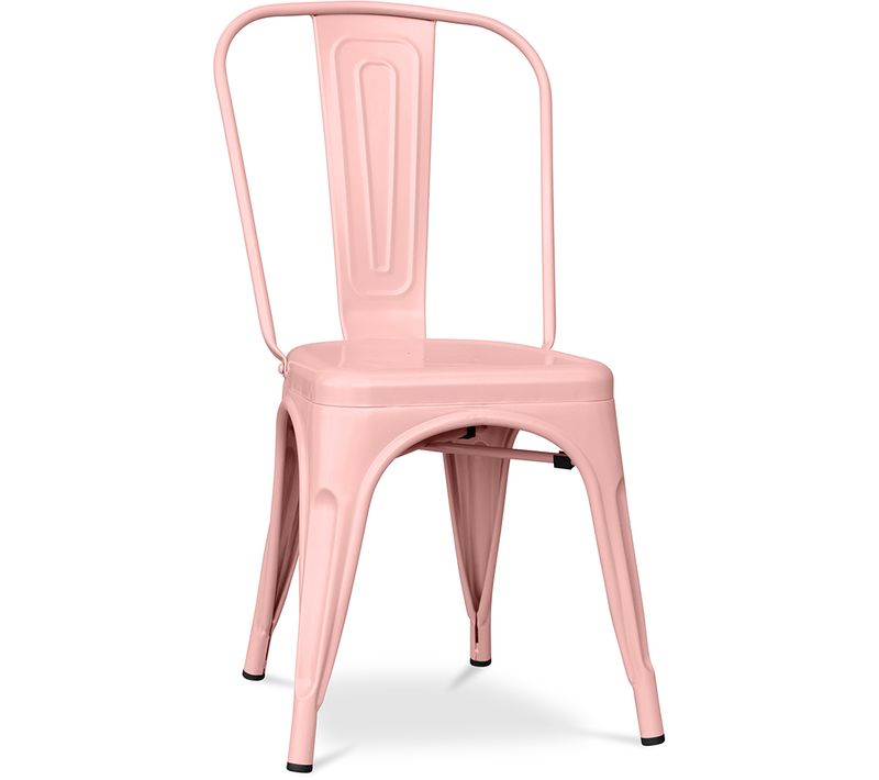 Chaise De Salle à Manger Bistrot Metalix Design En Métal Mat - Orange Pâle