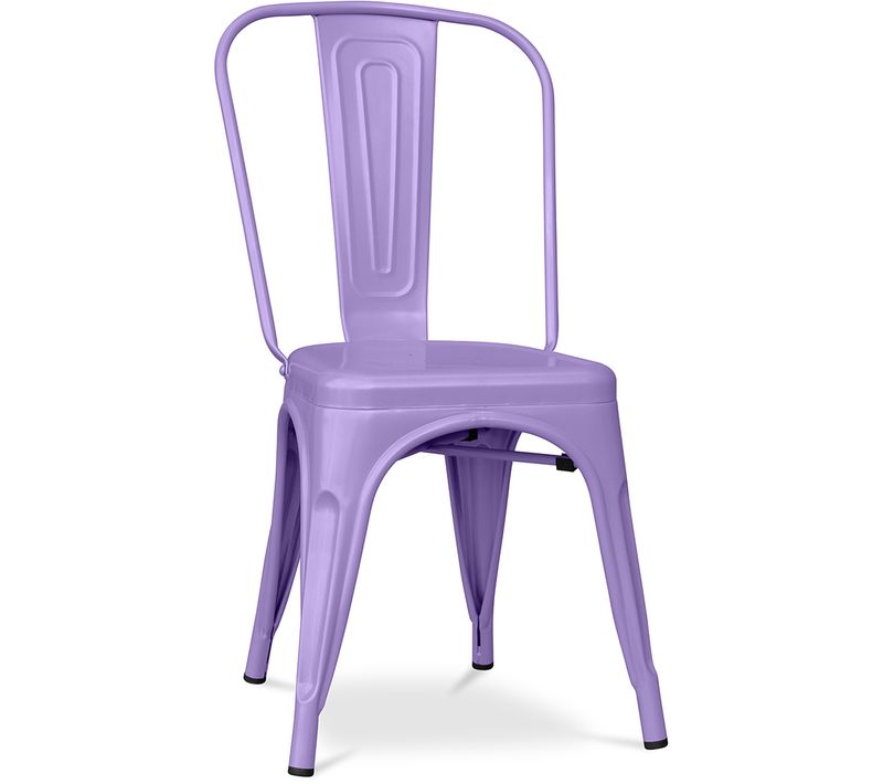 Chaise De Salle à Manger Bistrot Metalix Design En Métal Mat - Violet Pastel