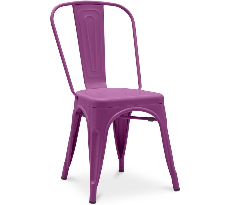 Chaise De Salle à Manger Bistrot Metalix Design Industriel En Métal Mat - Violet