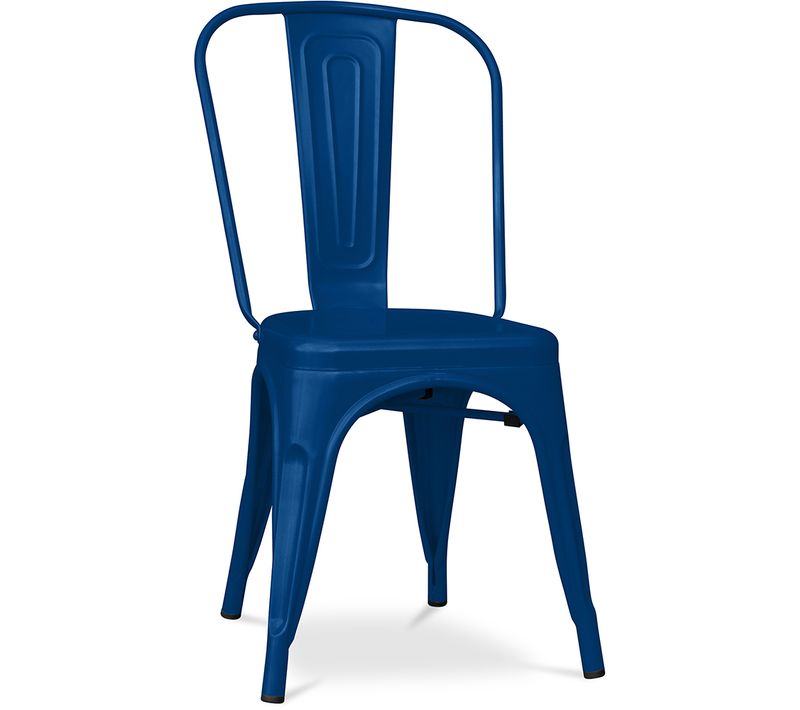 Chaise De Salle à Manger Bistrot Metalix Design En Métal Mat - Bleu Foncé