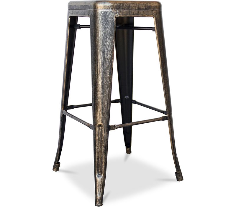 Tabouret De Bar – Style Industriel – Acier – 76 Cm – Metalix Bronze Métallisé