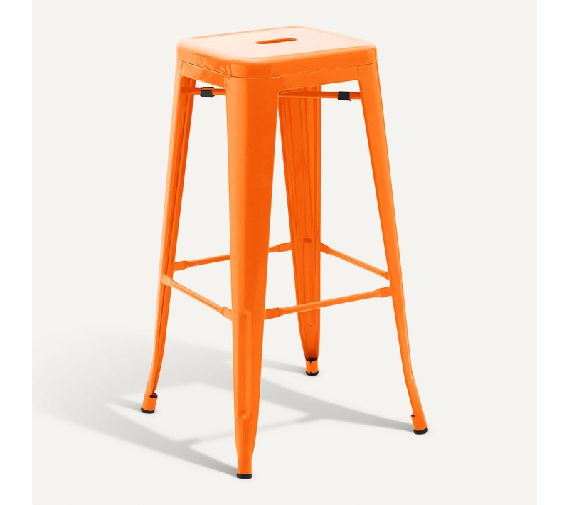 Tabouret De Bar – Style Industriel – Acier – 76 Cm – Metalix Orange