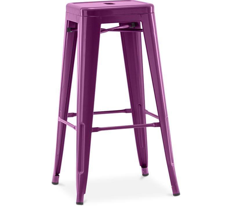 Tabouret De Bar – Industriel – Acier – 76 Cm – Metalix Violet