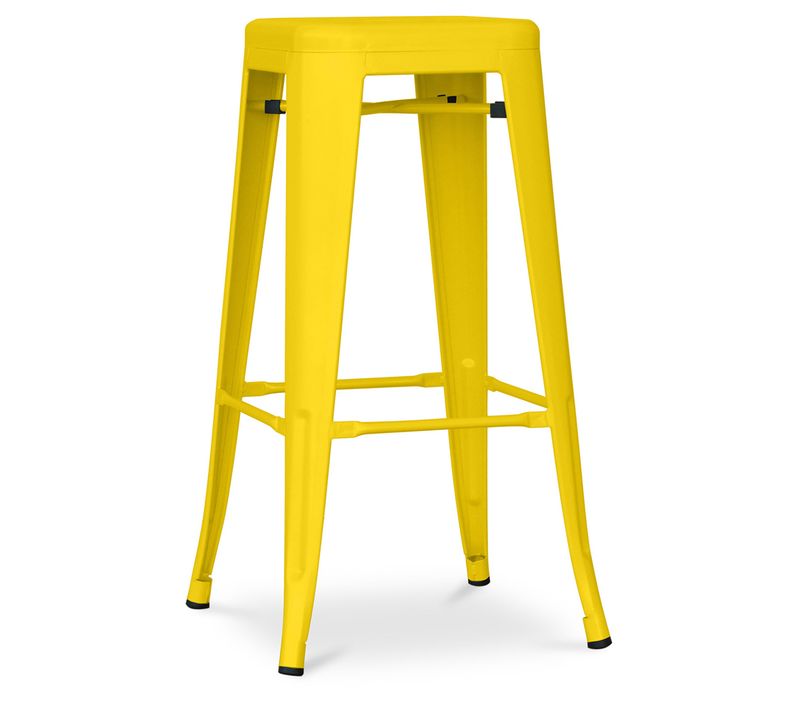Tabouret De Bar - Design Industriel - 76cm - Nouvelle édition- Metalix Jaune