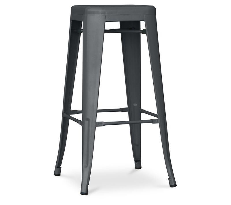 Tabouret De Bar - Design Industriel - 76cm - Nouvelle Édition- Metalix Gris Foncé