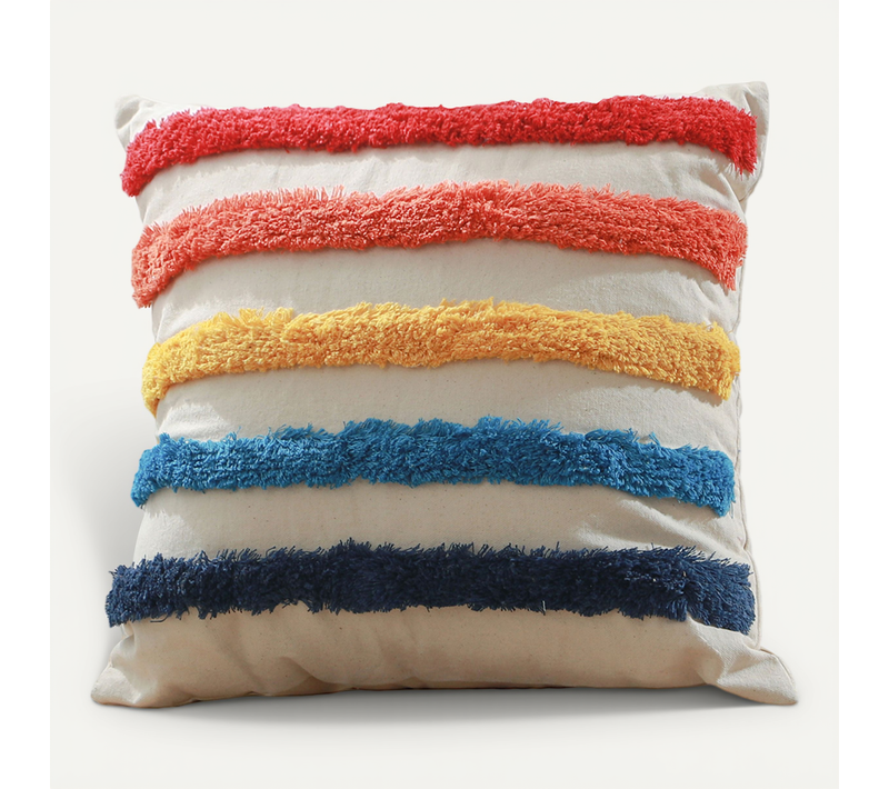 Coussin Carré En Coton Bohème (45x45 Cm) Housse + Remplissage - Lalita Multicolore