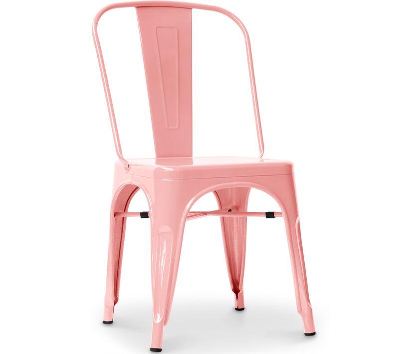 Chaise De Salle à Manger Bistrot Metalix Design Carré En Métal - Orange Pâle