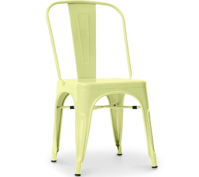 Chaise De Salle à Manger Bistrot Metalix Design Carré En Métal - Jaune Pâle