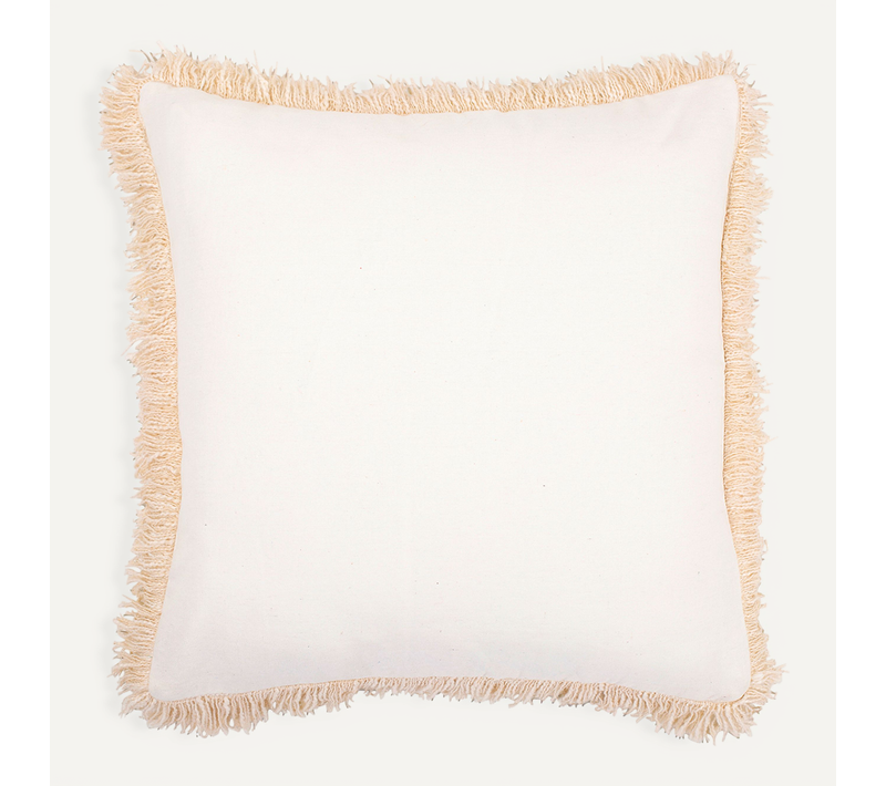 Coussin Carré Design Boho Bali, En Viscose Housse + Remplissage - Atena Crème
