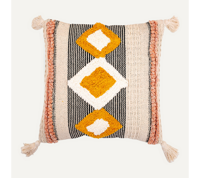 Coussin Carré Design Boho Bali En Coton Housse + Remplissage - Lucy Multicolore