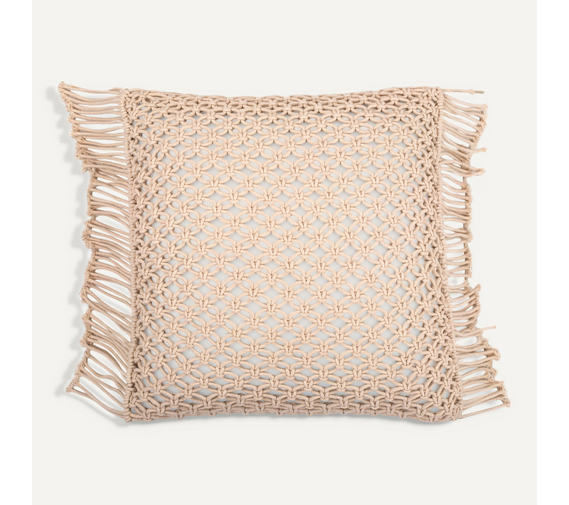 Coussin Carré Design Boho Bali En Coton Housse + Remplissage - Stella Bleu