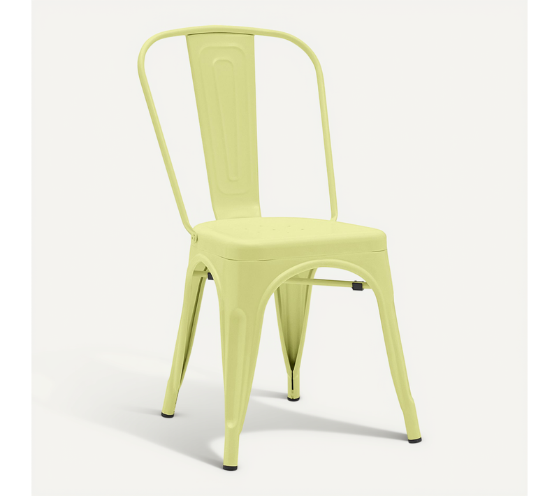 Chaise De Salle à Manger Bistrot Metalix Design En Métal Mat - Jaune Pâle