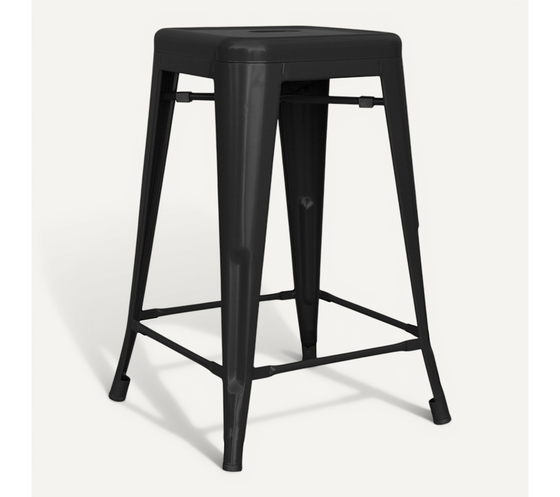 Tabouret Bistrot Metalix Métal Mat - 60cm - Nouvelle édition Noir