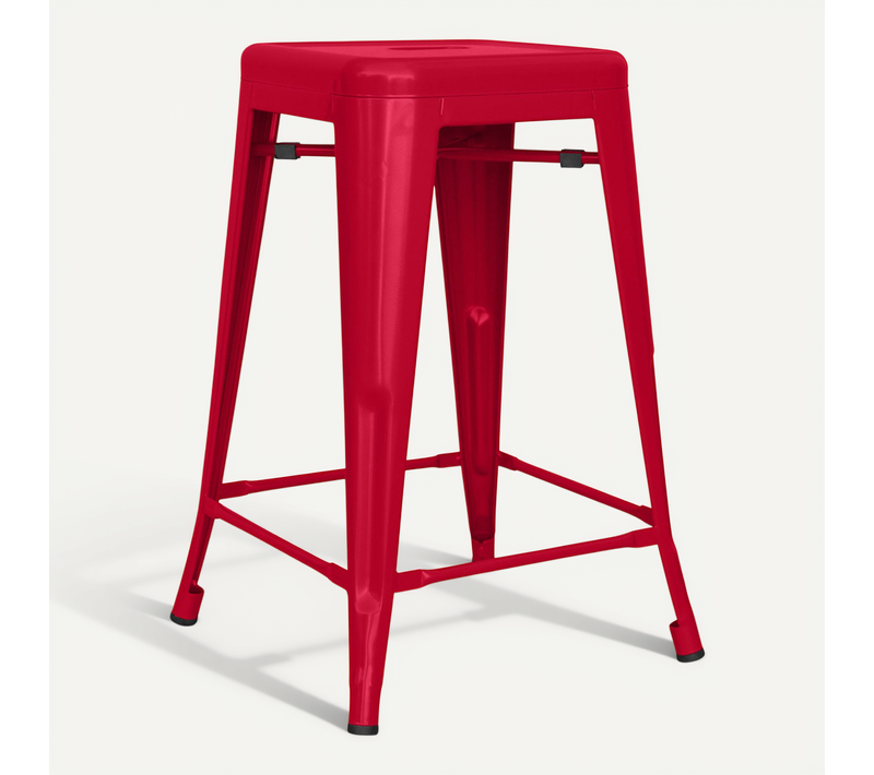 Tabouret Bistrot Metalix Métal Mat - 60cm - Nouvelle édition Rouge