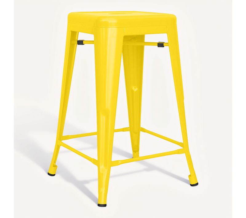 Tabouret Bistrot Metalix Métal Mat - 60cm - Nouvelle édition Jaune