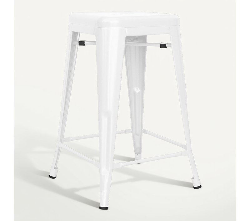 Tabouret Bistrot Metalix Métal Mat - 60cm - Nouvelle édition Blanc