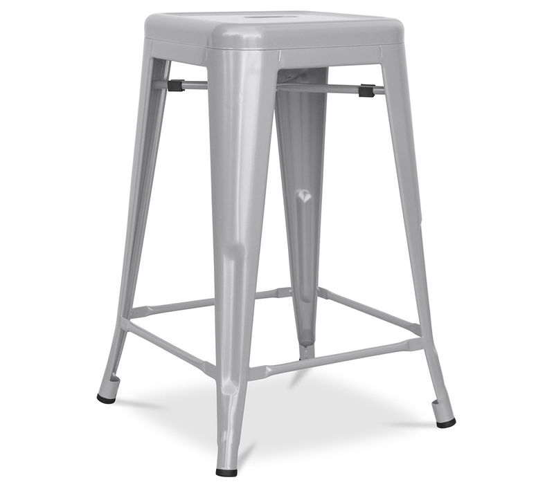 Tabouret Bistrot Metalix Métal Mat - 60cm - Gris Clair