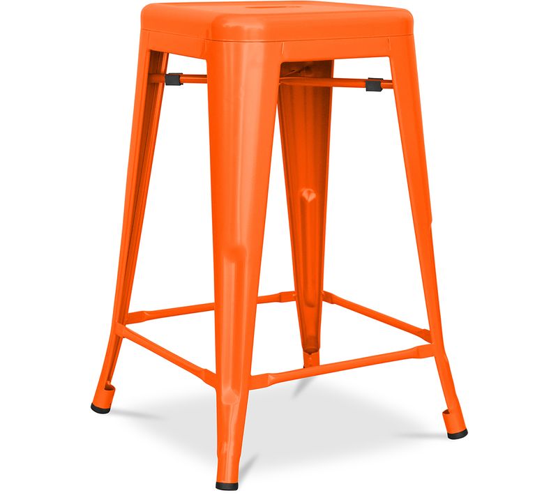 Tabouret Bistrot Metalix Métal Mat - 60cm - Nouvelle édition Orange