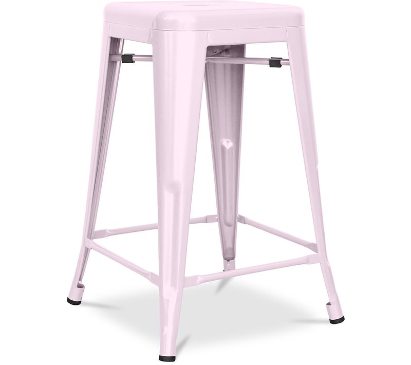 Tabouret Bistrot Metalix Métal Mat - 60cm - Rose Pâle