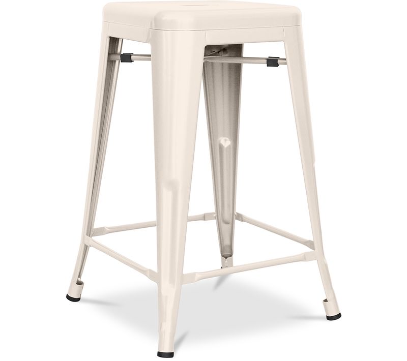 Tabouret Bistrot Metalix Métal Mat - 60cm - Nouvelle édition Crème
