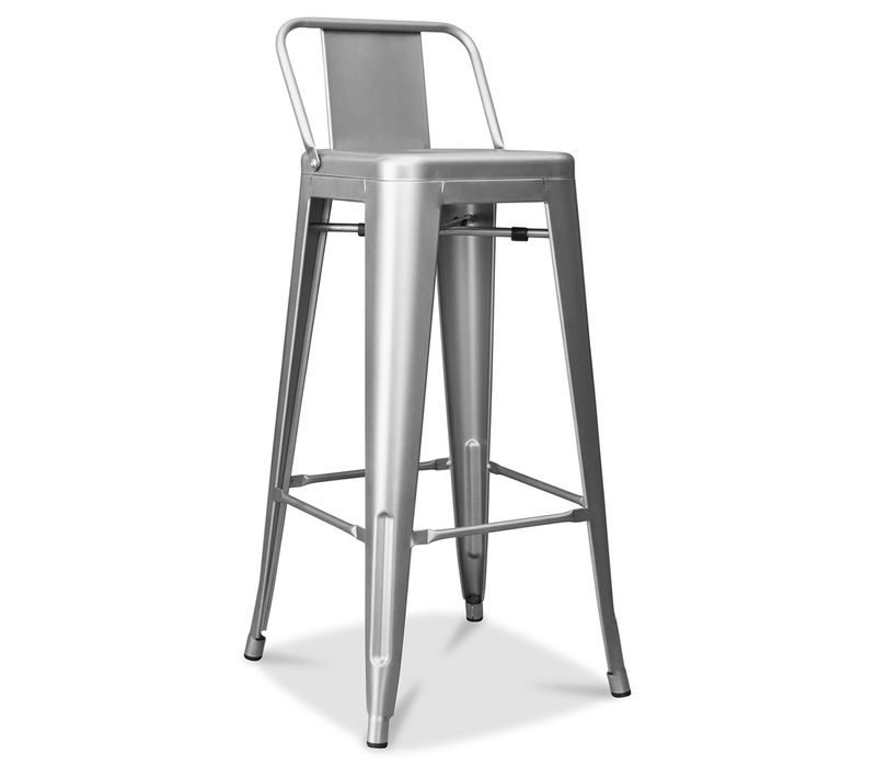 Tabouret De Bar Avec Dossier - Design Industriel - 76cm - -metalix Acier
