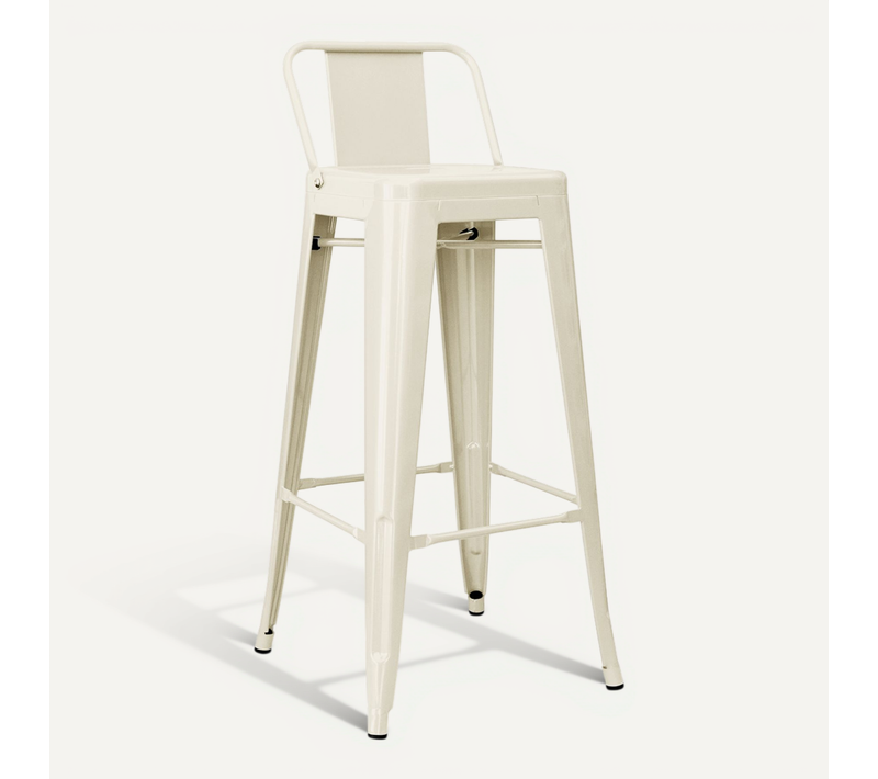 Tabouret De Bar Avec Dossier - Design Industriel - 76cm - Nouvelle édition -metalix Crème
