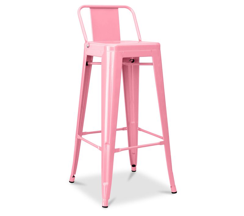 Tabouret De Bar Avec Dossier - Design Industriel - 76cm - Nouvelle édition -metalix Rose