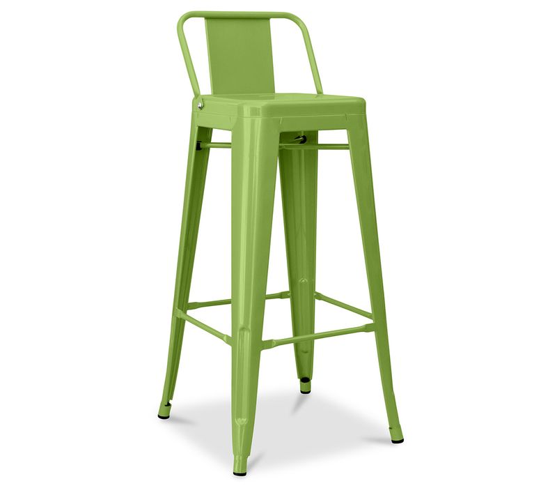 Tabouret De Bar Avec Dossier - Design Industriel - 76cm - -metalix Vert Clair