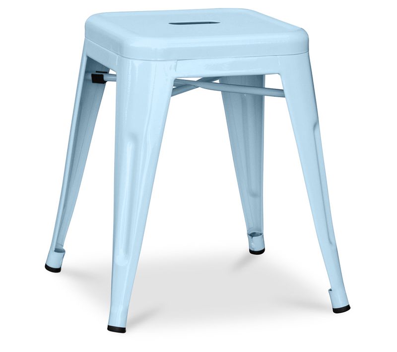 Tabouret Design Industriel - 45cm - Nouvelle Édition - Metalix Bleu Clair