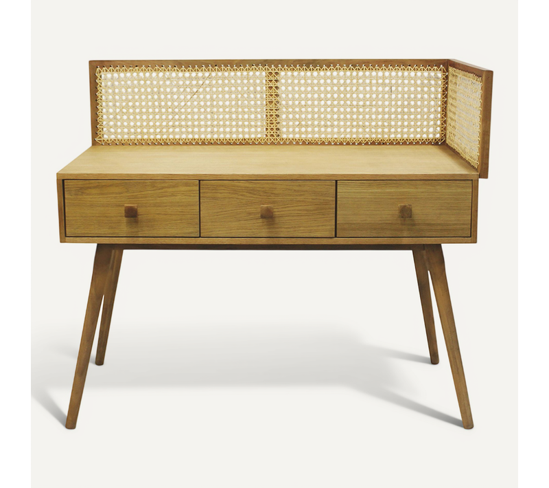 Bureau Cannage En Bois Naturel - Maya Bois Naturel