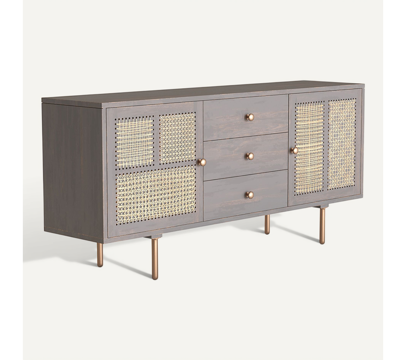 Buffet En Bois - Stile Vintage - Risei Gris Foncé