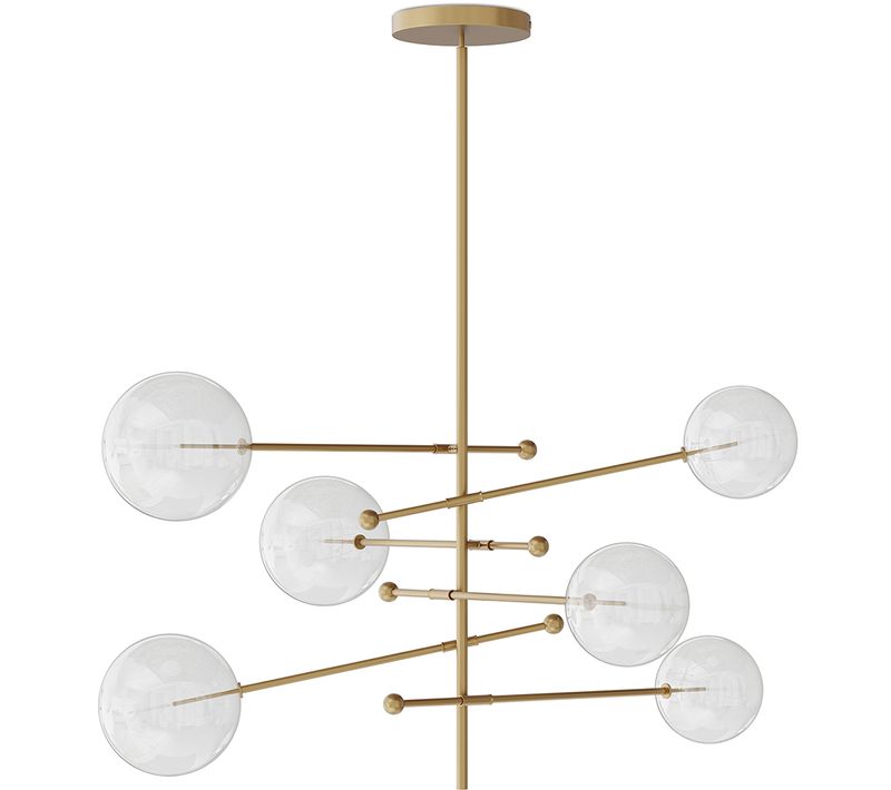 Lustre Globe Design Moderne, Laiton Et Verre - Parka Doré