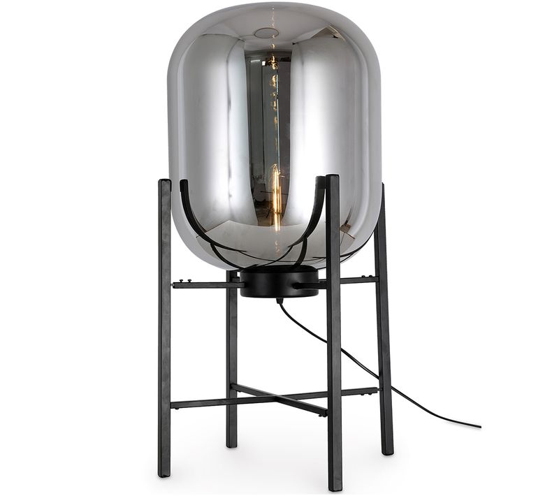 Lampadaire Design Moderne, Métal Et Verre - Crada - 75cm Fumée