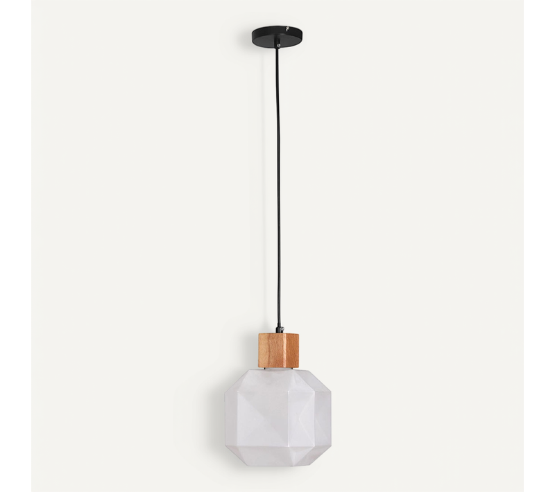 Lampe De Plafond Moderne, Métal Et Bois - Zey Blanc
