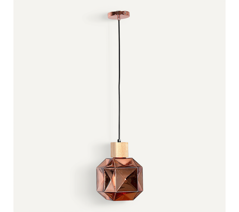 Lampe De Plafond Moderne, Métal Et Bois - Zey Bronze