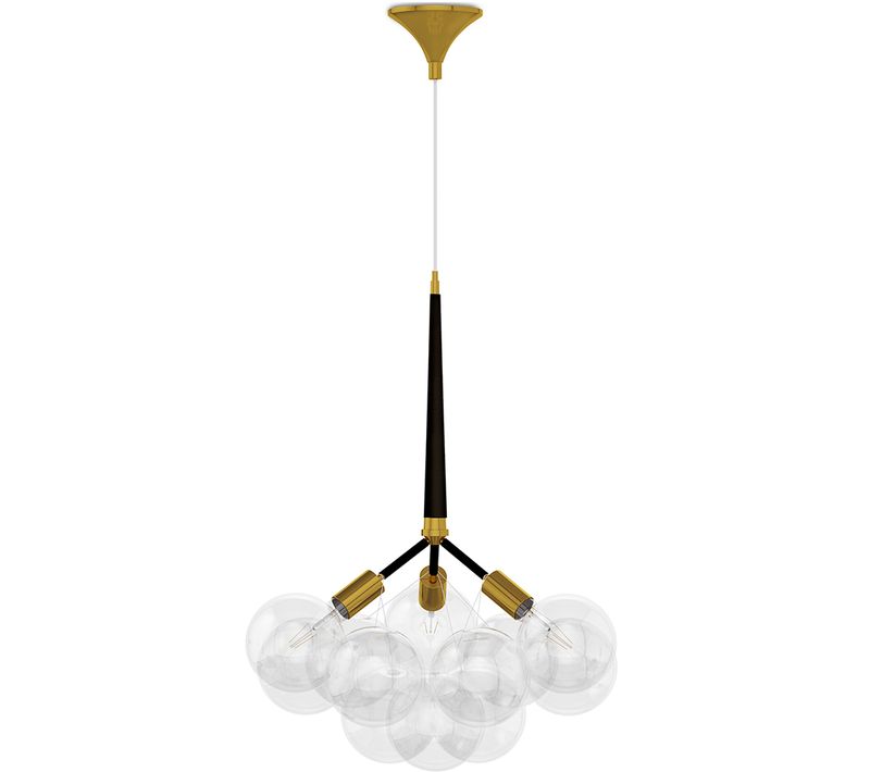 Lustre Globe Design Moderne, 9 Globes En Verre - Plaus Noir