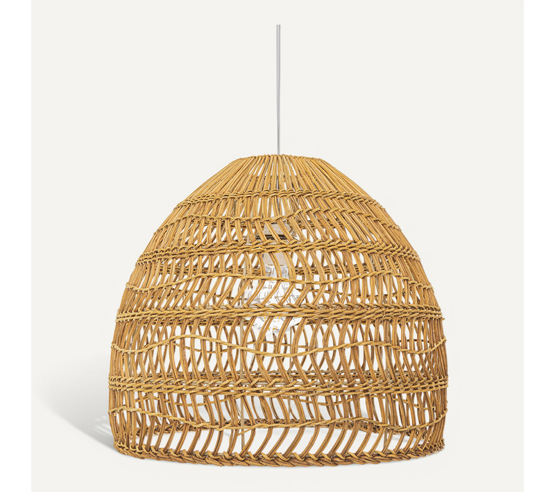 Lampe De Plafond En Rotin - Lampe Suspendue Stile Boho Bali - 60cm - Seam Bois Naturel