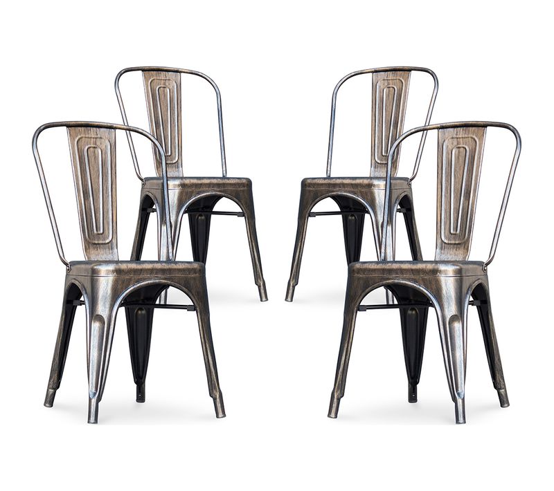 X4 Chaise De Salle à Manger Bistrot Metalix Design En Métal - Bronze Métallisé
