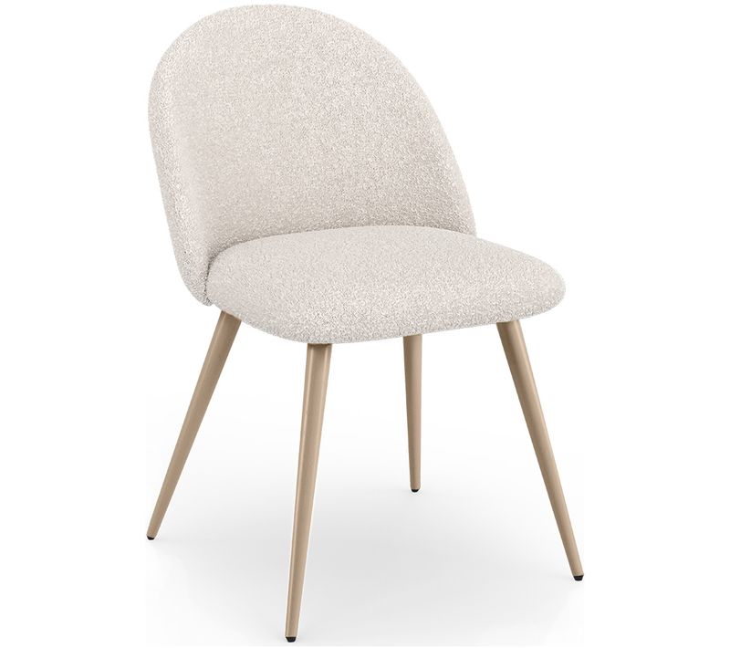 Chaise De Salle à Manger En Bouclette Fausse Fourrure Tapissée - Boucles Blanches - Design - Bennett