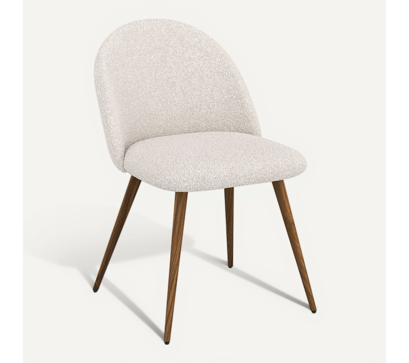Chaise De Salle à Manger En Bouclette Fausse Fourrure Tapissée - Boucles Blanches - - Bennett Benne