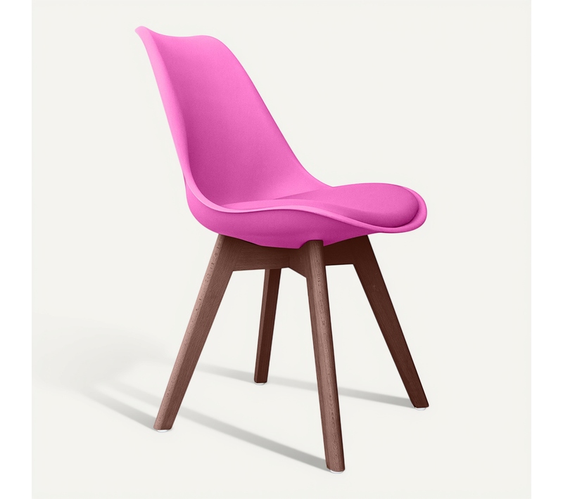 Premium Chaise Brielle Au Design Scandinave Avec Coussin - Pieds Sombres Fuchsia