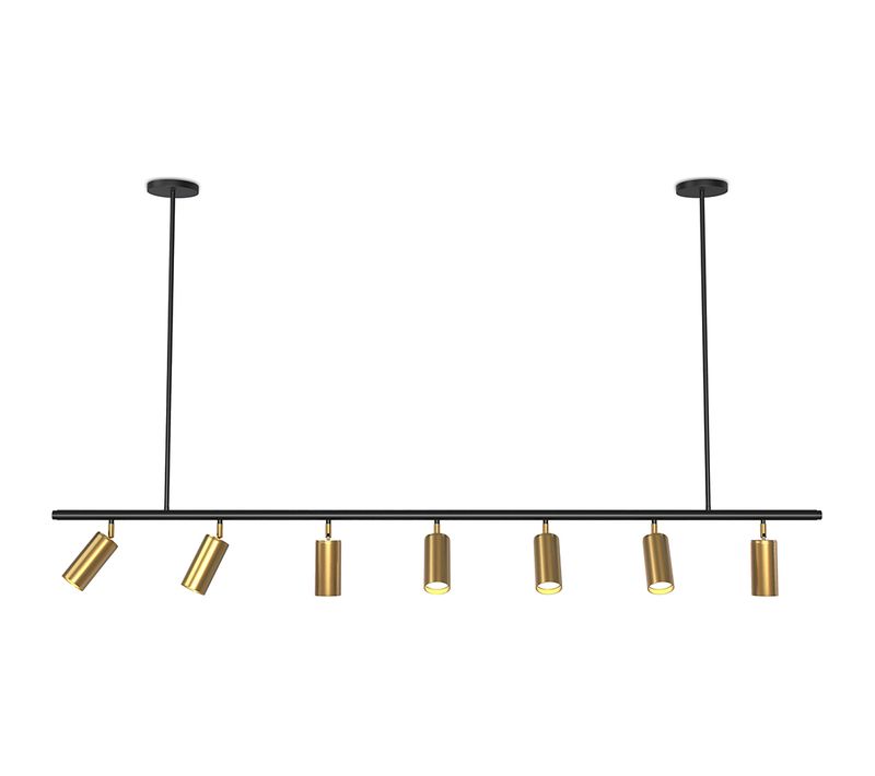Spot Sur Rail - Lampe 7 Spots Orientables - 140cm - Lark Doré