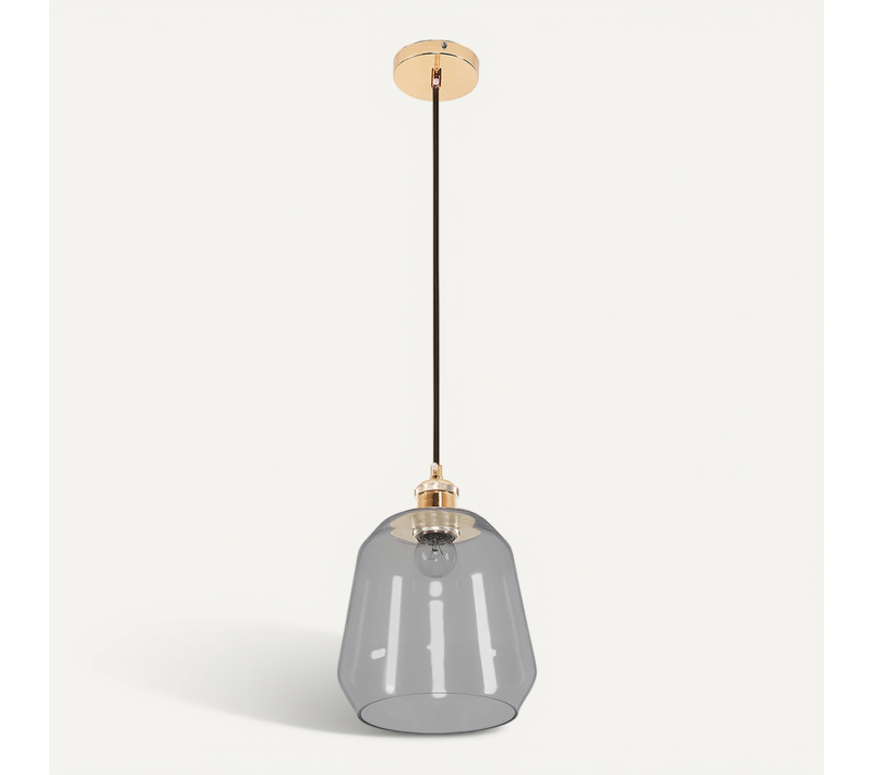 Lampe Suspendue Amaia - Verre Et Métal Gris